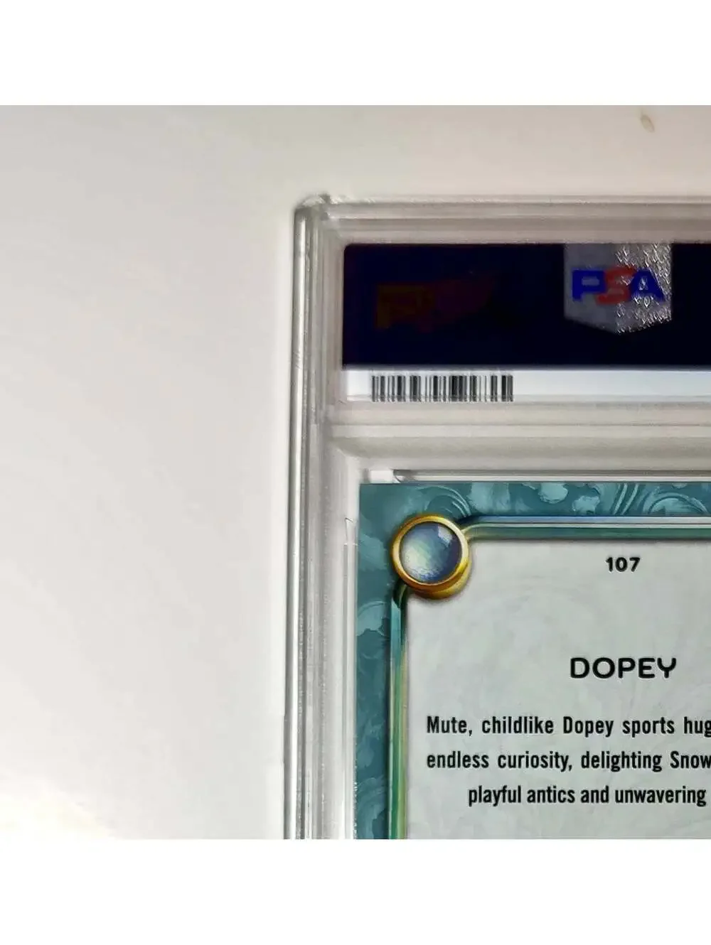 Dopey 2025 Topps Disney #107 Diamond Card Snow White and the Seven Dwarfs PSA 9
